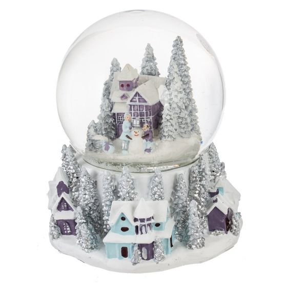 Фигур декор в стекл шаре &quot;Снеговик/Дом&quot; (подсв, муз, вьюга, AAAх3 н/п), D 10 см, L12 W11,5 H14 см, 2