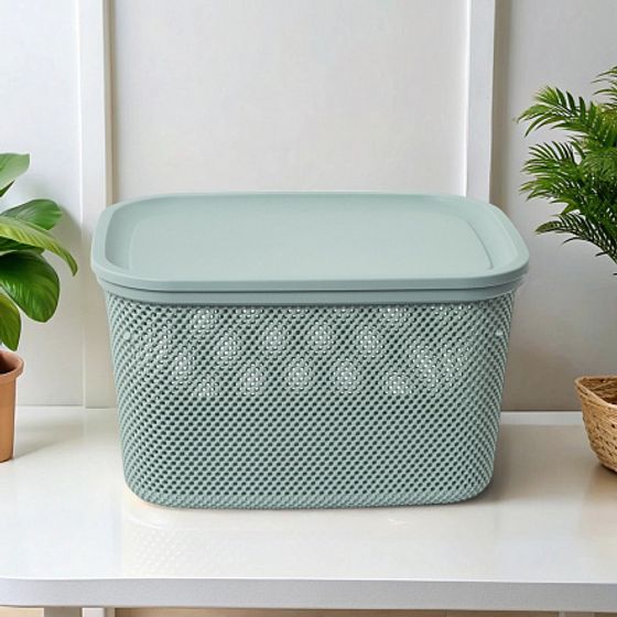 Корзина NICKEL зелёная 18л 28.5×38×22.2см с крышкой