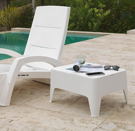 Стол для шезлонга ALASKA белый с отсеком для хранения