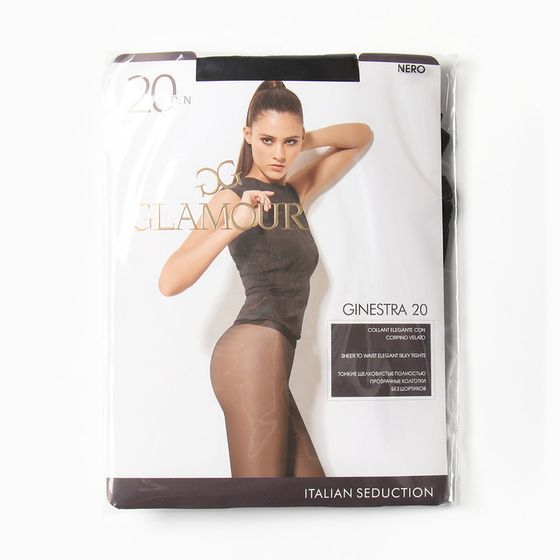 Колготки женские капроновые, Glamour Collant Ginestra 20 ден, цвет черный (nero), размер 2