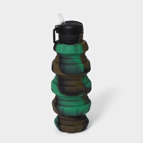Бутылка для воды складная «Милитари», 500 мл, 7×21 см, цвет зелёный