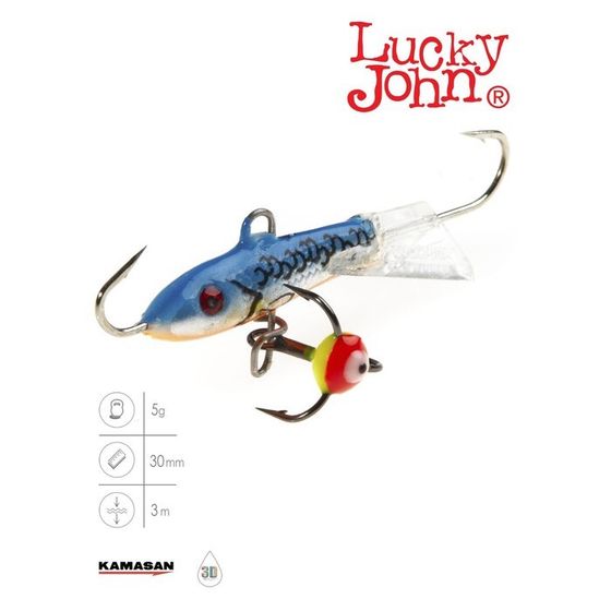 Балансир Lucky John CLASSIC 3 + тройник, 3 см, цвет 45H блистер