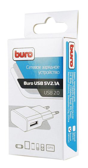 Сетевое З/У Buro TJ-159W 1хUSB 10.5Вт 5В 2.1A белый