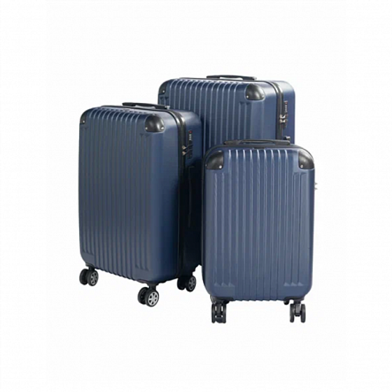 Чемодан TOPAZ синий L ABS с накладными углами
