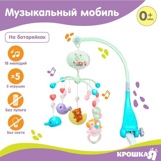 Мобиль музыкальный на кроватку Крошка Я «Мишка на луне», с проектором, МИКС