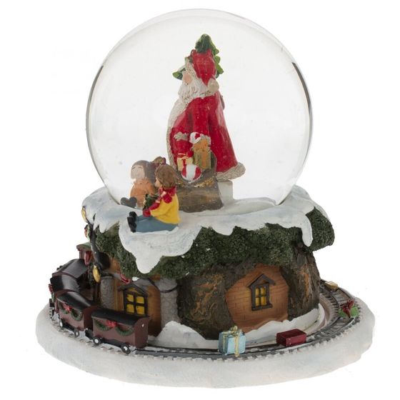 Фигурка декор в стекл шаре &quot;Санта&quot; (муз с ключ, движ), D 10 см, L15 W15 H15 см