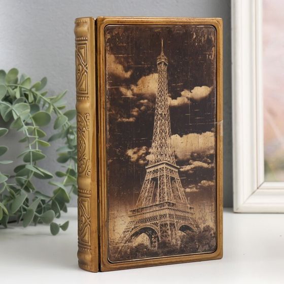 Шкатулка-книга «Эйфелева башня», металл, искусственная кожа, 20×12×4 см
