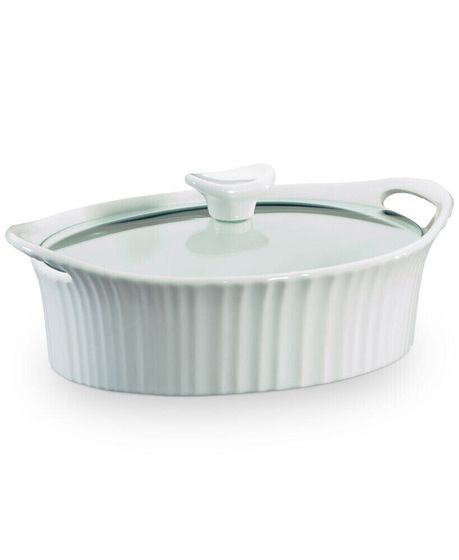 White 1.5-Qt. Oval Casserole with Glass Lid