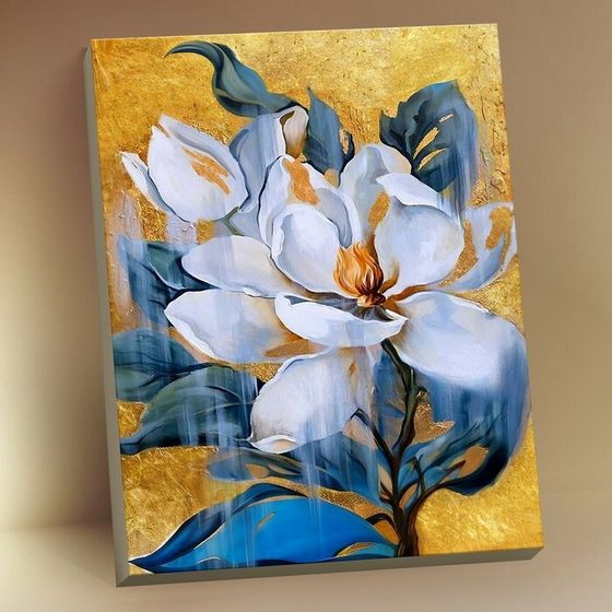 Картина по номерам с поталью «Нежная магнолия» 15 цветов, 40 × 50 см