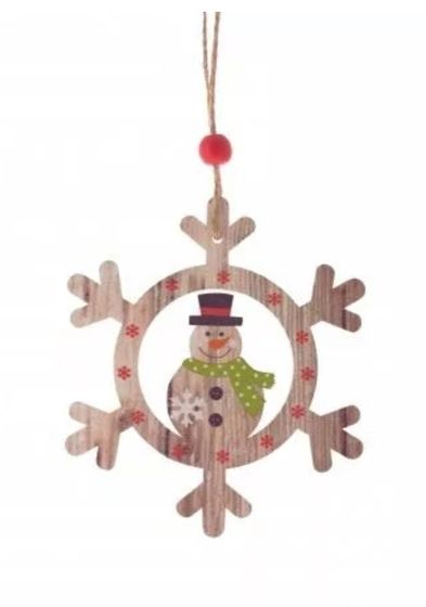 !09 Набор елочных украшений 7 штук: Подвеска 6 штук &quot;Снеговики&quot; дизайн микс + Снежинка &quot;Снеговик&quot; 9 см.