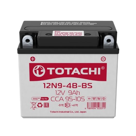 Аккумуляторная батарея Totachi MOTO 12N9-4B-BS, 9 Ач, прямая полярность