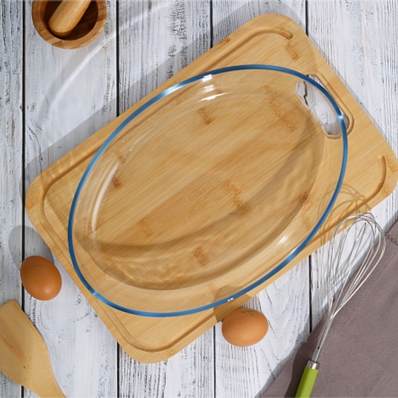 Овальная форма с крышкой XL 3л 35х24х6см зеленая