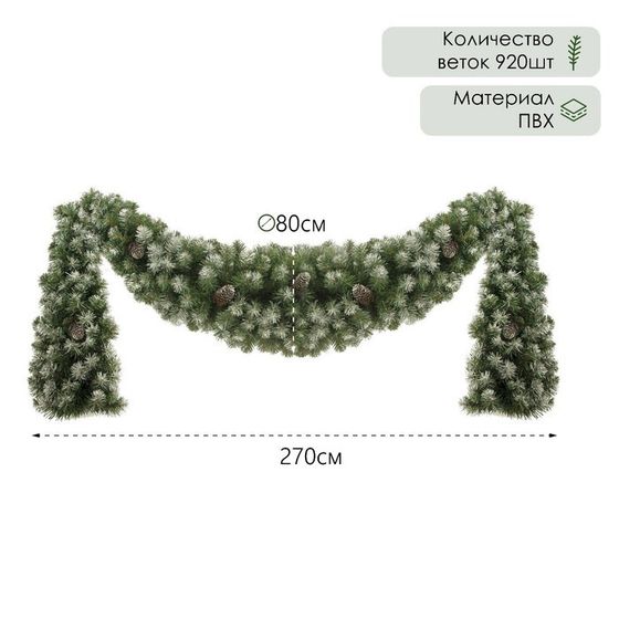 Сваг заснеженный &quot;Генеральский&quot; 270 см., 920 веток