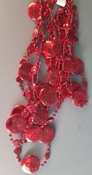 !09 ЕЛОЧНОЕ УКРАШЕНИЕ - БУСЫ &quot;КРУГИ&quot; 2,7 М., ЦВЕТ КРАСНЫЙ