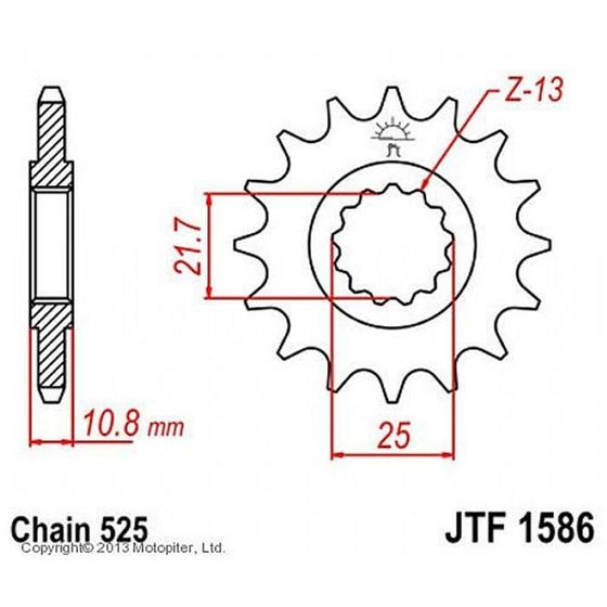 Звезда ведущая JTF1586-15, F1586-15, JT sprockets, цепь 525, 15 зубьев