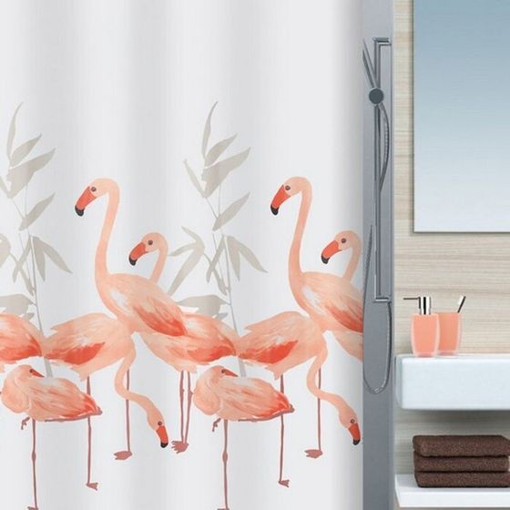 Штора декор.для ван.ком TEX (Flamingo-розово-оранж.)180х200 см