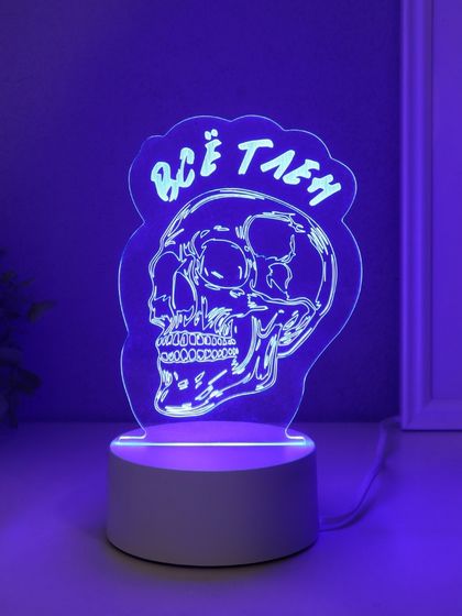 Светильник &quot;Череп. Всё тлен&quot; LED RGB от сети RISALUX 9,5х10,2х14,9 см