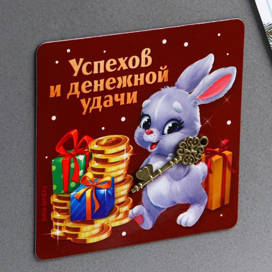 !09 Магнит (набор 2 штуки) «Успехов и денежной удачи», 8 х 8 см.