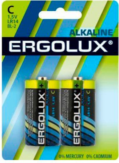 Батарейка Ergolux Alkaline LR14 BL-2 C 8450mAh (2шт) блистер