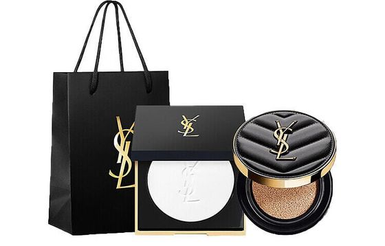 SAINT LAURENT Constant Soft Mist Makeup Sets Retouches The Complexion Powder 8.5g + Brand New Leather Cushion 14g