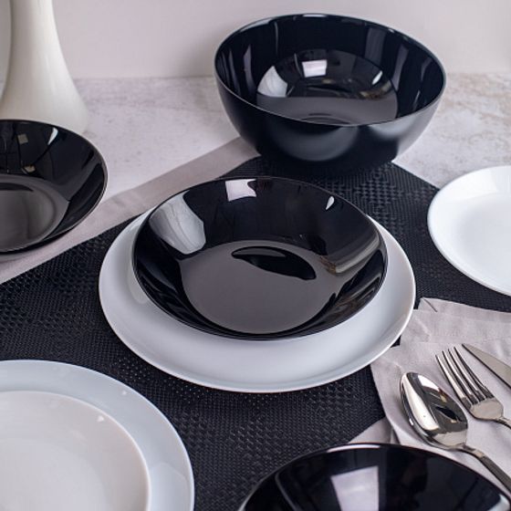 Столовый набор 19 предметов ДИВАЛИ черно-белый
