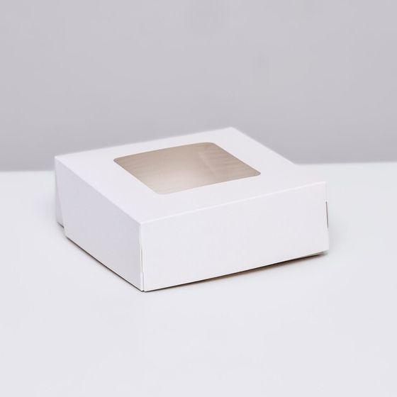 Коробка пищевая, с окном, белый, 11,5 х 11,5 х 4 см