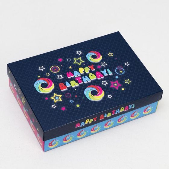 !09 Подарочная коробка (набор 4 штуки) сборная "Диско", 21 х 15 х 5,7 см