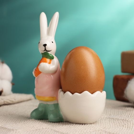 Подставка под яйцо &quot;Кролик с морковкой&quot; 8х5х11см, микс