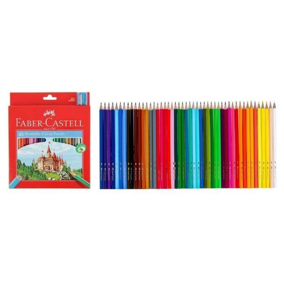 Карандаши 48 цветов Faber-Castell ECO «Замок» 7/2.8 шестигранный корпус, с точилкой