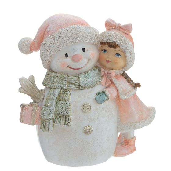 Фигурка декоративная &quot;Девочка и снеговик&quot;, L11 W6 H11 см, 2в.