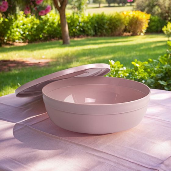 Салатник SANDY розовый 2.8л 25см низкий с крышкой