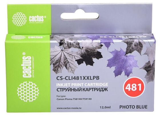 Картридж струйный Cactus CS-CLI481XXLPB голубой (12мл) для Canon Pixma TS8140/TS9140