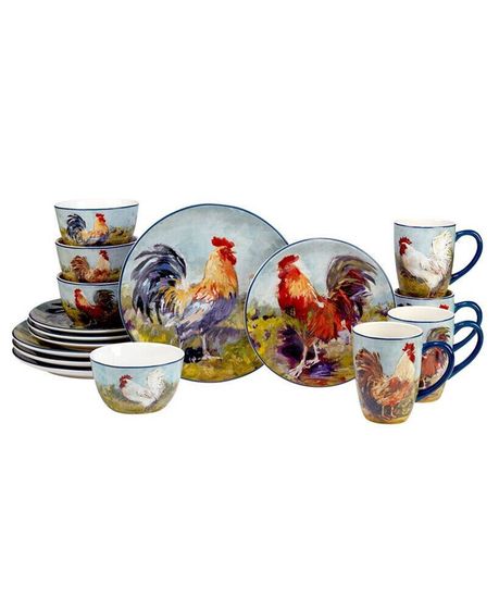 Rooster Meadow Dinnerware Set, 16 Piece