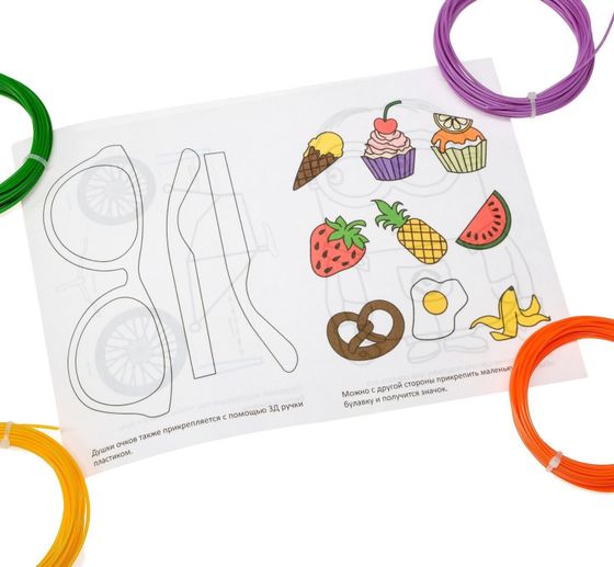 !09 Комплект в тубусе 3Д ручка с дисплеем фиолетовая + пластик ABS 15 цв/10 м.+трафареты