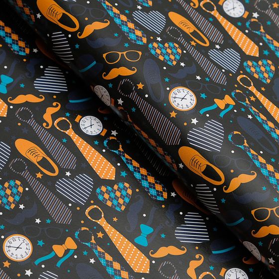 !09 Бумага упаковочная (набор 4 листа) глянцевая "Галстуки", 50 х 70 см.