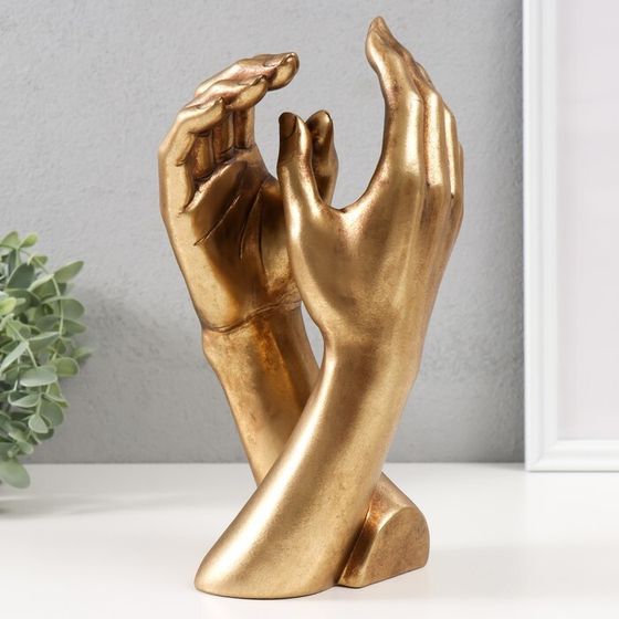 Сувенир полистоун &quot;Две руки - прикосновение&quot; золотой 13,2х11,6х26,5 см