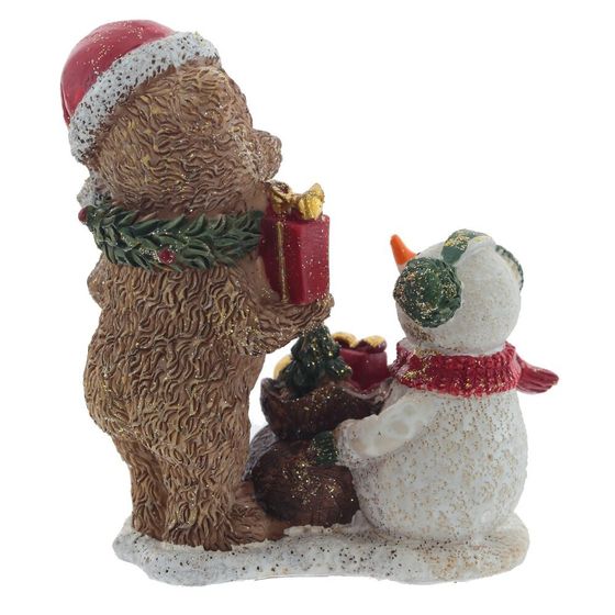 Фигурка декоративная &quot;Мишка и снеговик&quot;, L8 W5 H10 см