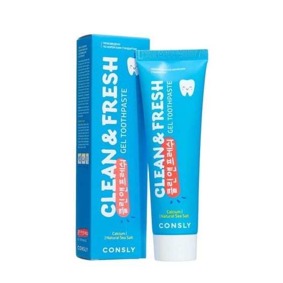 Гелевая зубная паста Consly Clean&amp;Fresh с кальцием и натуральной морской солью, 105 гр