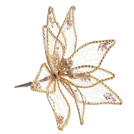 Цветок искусственный &quot;Пуансеттия&quot; (на клипсе), L23 W23 H12 см