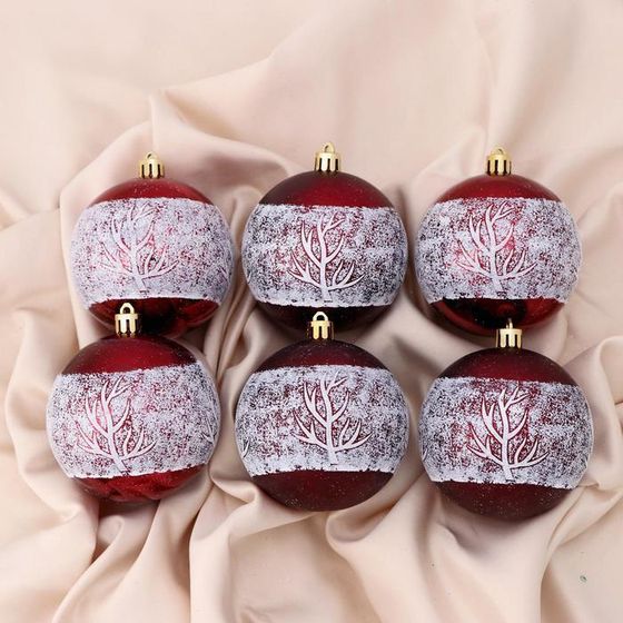 !09 Набор шаров 6 штук пластик d-8 см."Этель", цвет красно-белый