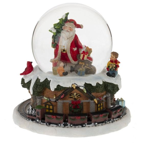 Фигурка декор в стекл шаре &quot;Санта&quot; (муз с ключ, движ), D 10 см, L15 W15 H15 см