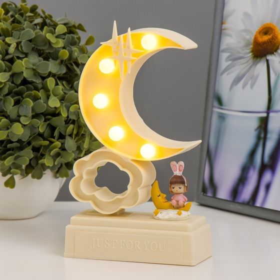 Фигурка светящаяся RISALUX «Ночка», 5×LED, ночник, 4000 К, 2×АА, слоновая кость, 20×12×5.5 см