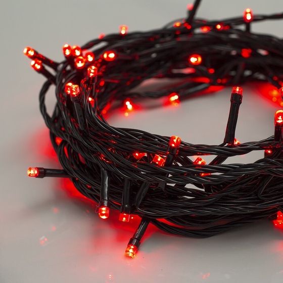 УЦЕНКА Гирлянда «Нить», 10 м, IP20, 100 LED, 220 В, 8 режимов, тёмная нить, свечение красное