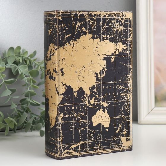Шкатулка книга-сейф «Золотая карта», дерево, искусственная кожа, 21×13×5 см