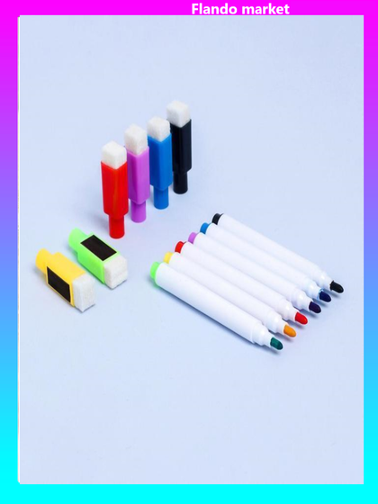 !09 Маркер цветной на водной основе, с магнитом, набор 6 штук