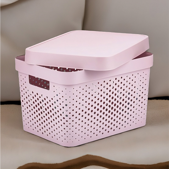 Коробка INFINITY перфорированная с крышкой 17л розовая