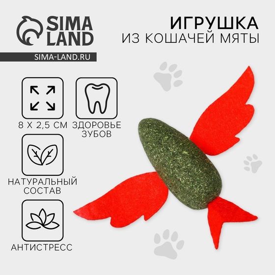 Игрушка для кошек «Птичка» из кошачьей мяты, 8 х 2.5 см