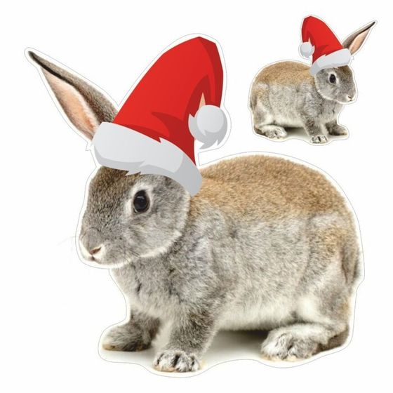 Наклейка автомобильная &quot;Кролик в новогодней шапке&quot;, 150 х 150 мм, вид 3