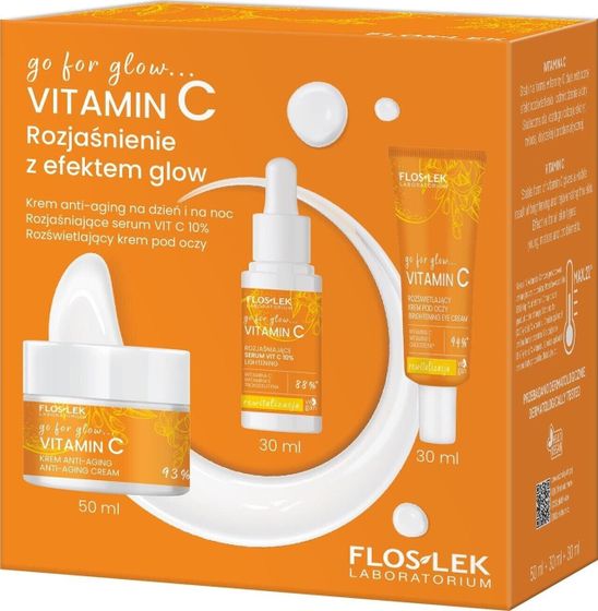 Floslek FLOSLEK Zestaw prezentowy Vitamin C (krem anti aging 50ml+krem pod oczy 30ml+serum 30ml)