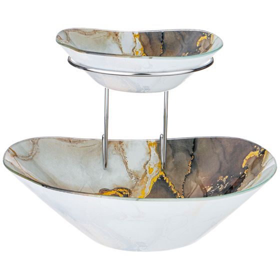 !!09 САЛАТНИК ДЛЯ СЕРВИРОВКИ ДВОЙНОЙ 15*13 И 25*22 СМ H=18 CM КОЛЛЕКЦИЯ "MARBLE"